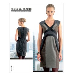 1316 R TAYLOR SEAM BAND CONTRAST SHIFT DRESS PATTERN 12-20